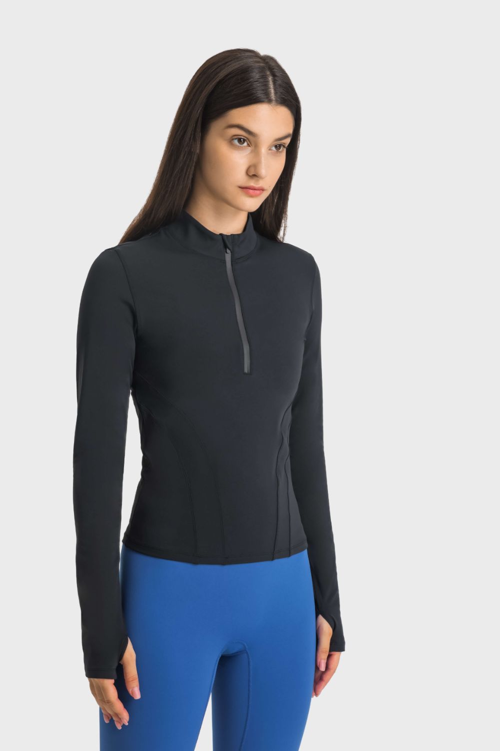 Half Zip Thumbhole Sleeve Sports Top - Millennia