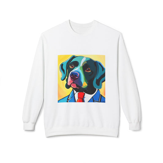 Midweight Softstyle Fleece Crewneck Sweatshirt - Dog in Suit