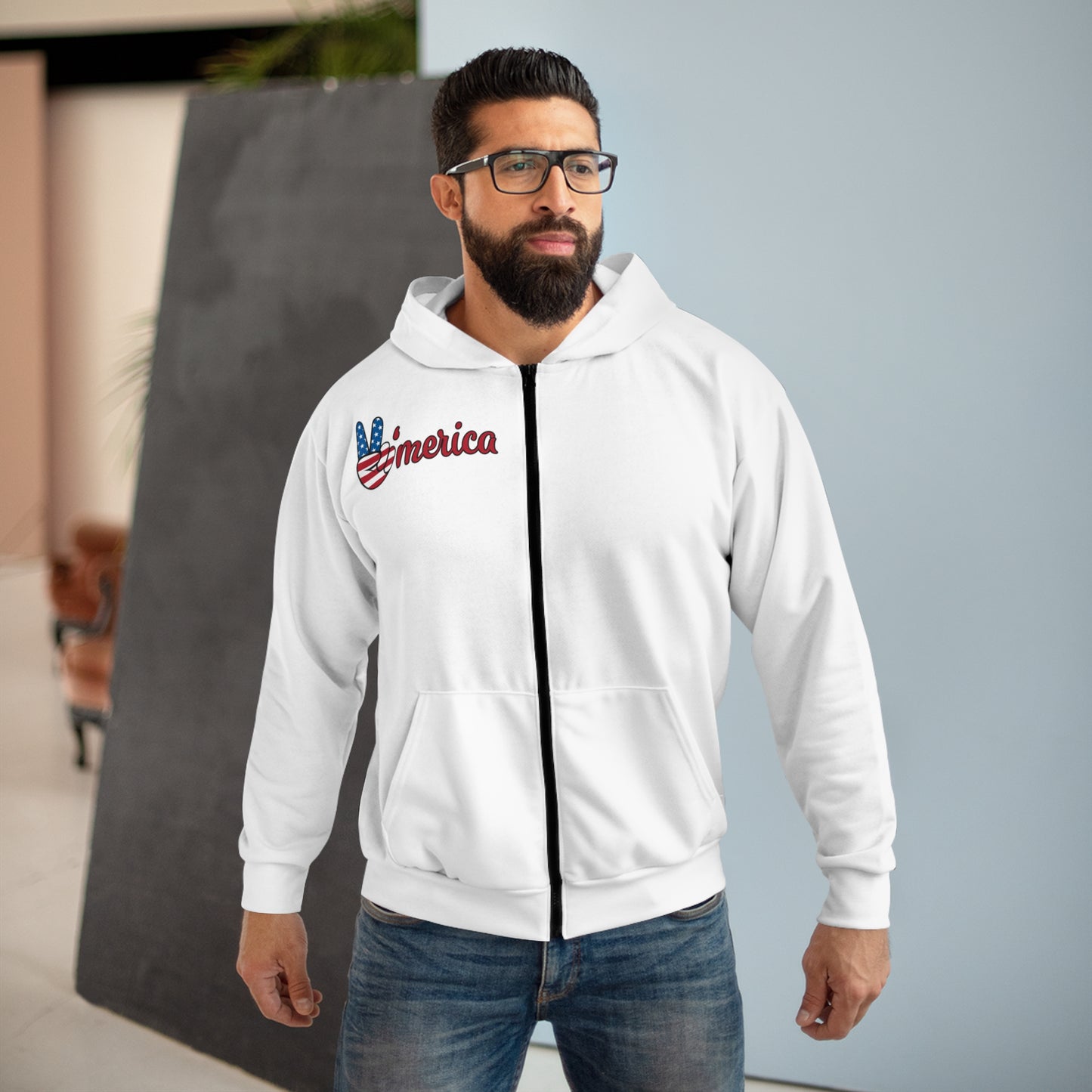 America Love Unisex Zip Hoodie