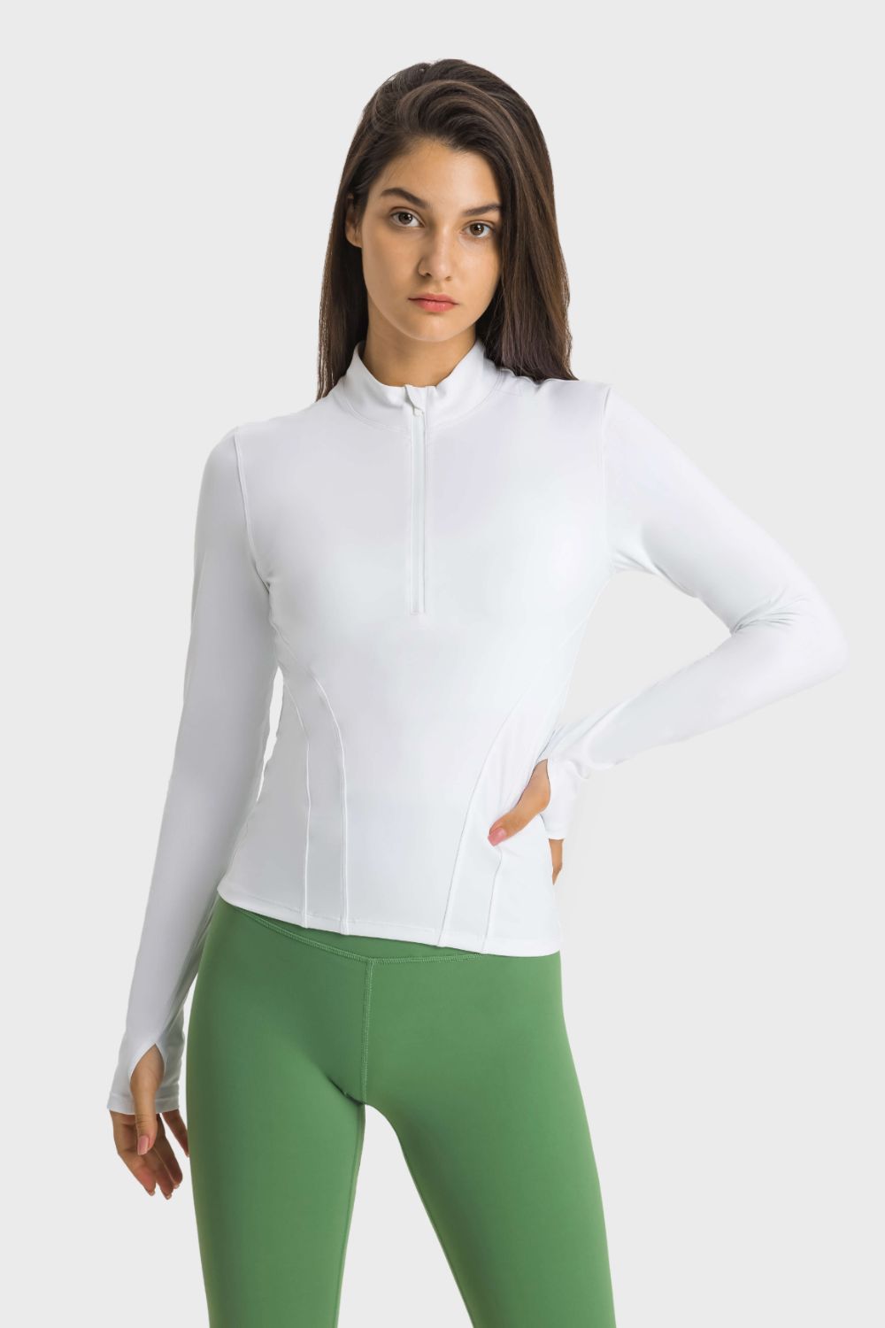 Half Zip Thumbhole Sleeve Sports Top - Millennia