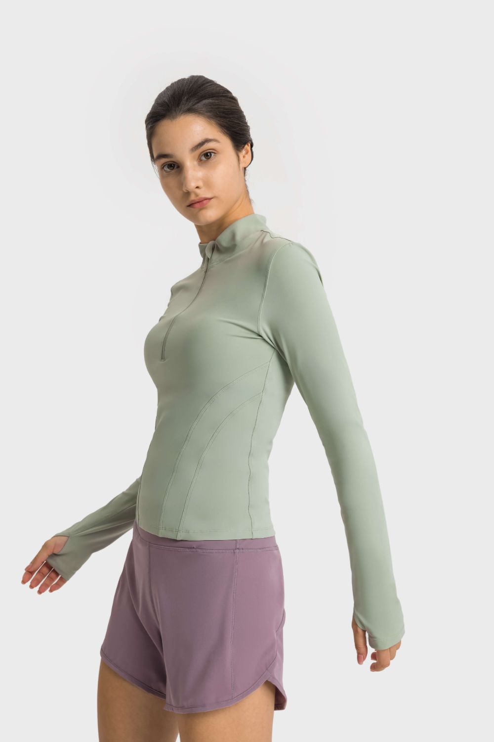 Half Zip Thumbhole Sleeve Sports Top - Millennia