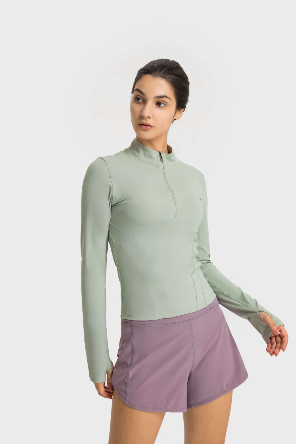 Half Zip Thumbhole Sleeve Sports Top - Millennia