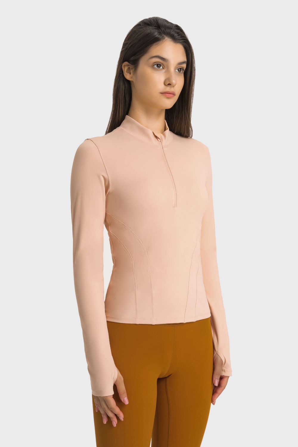 Half Zip Thumbhole Sleeve Sports Top - Millennia