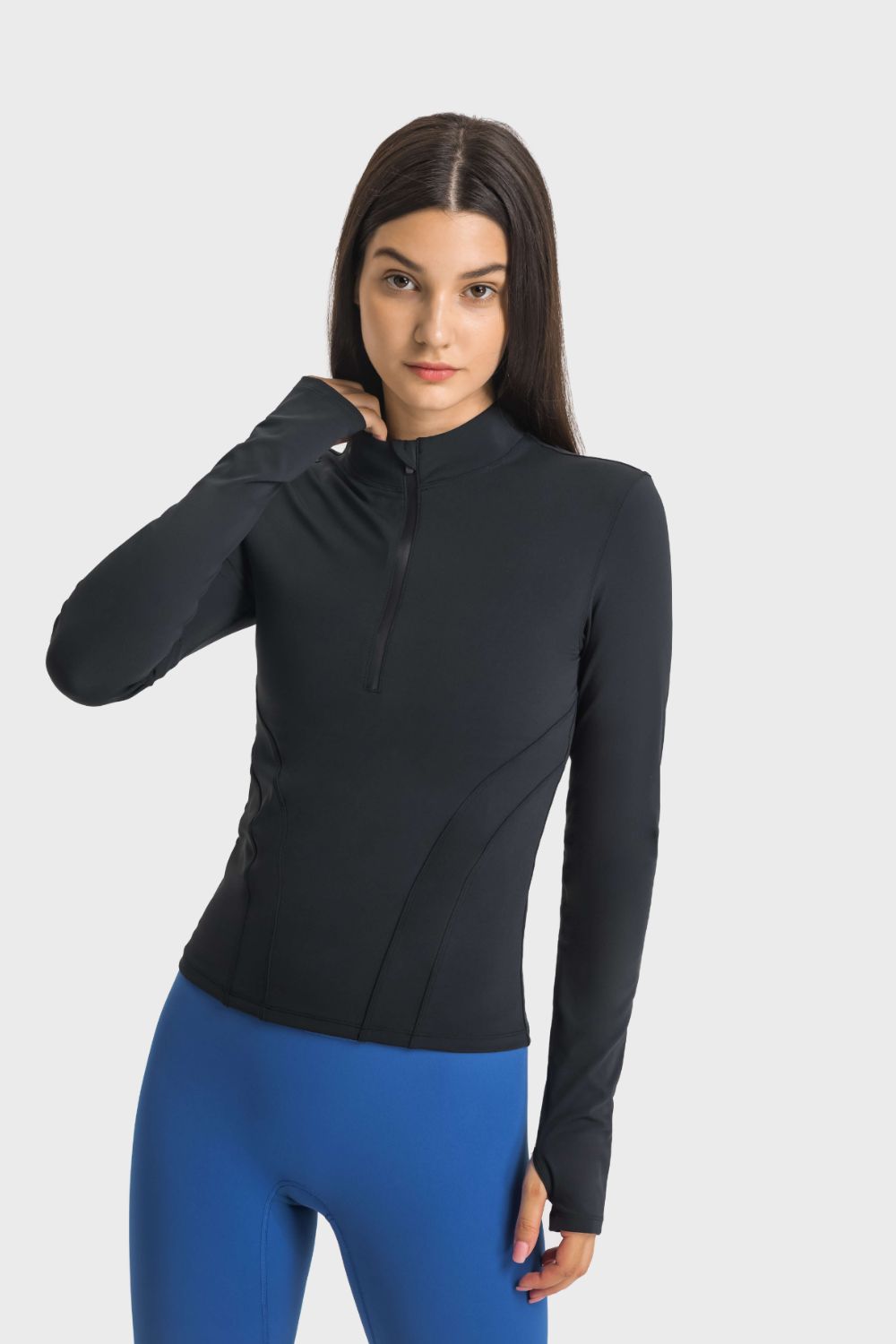 Half Zip Thumbhole Sleeve Sports Top - Millennia