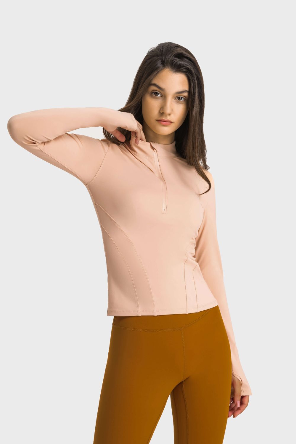 Half Zip Thumbhole Sleeve Sports Top - Millennia