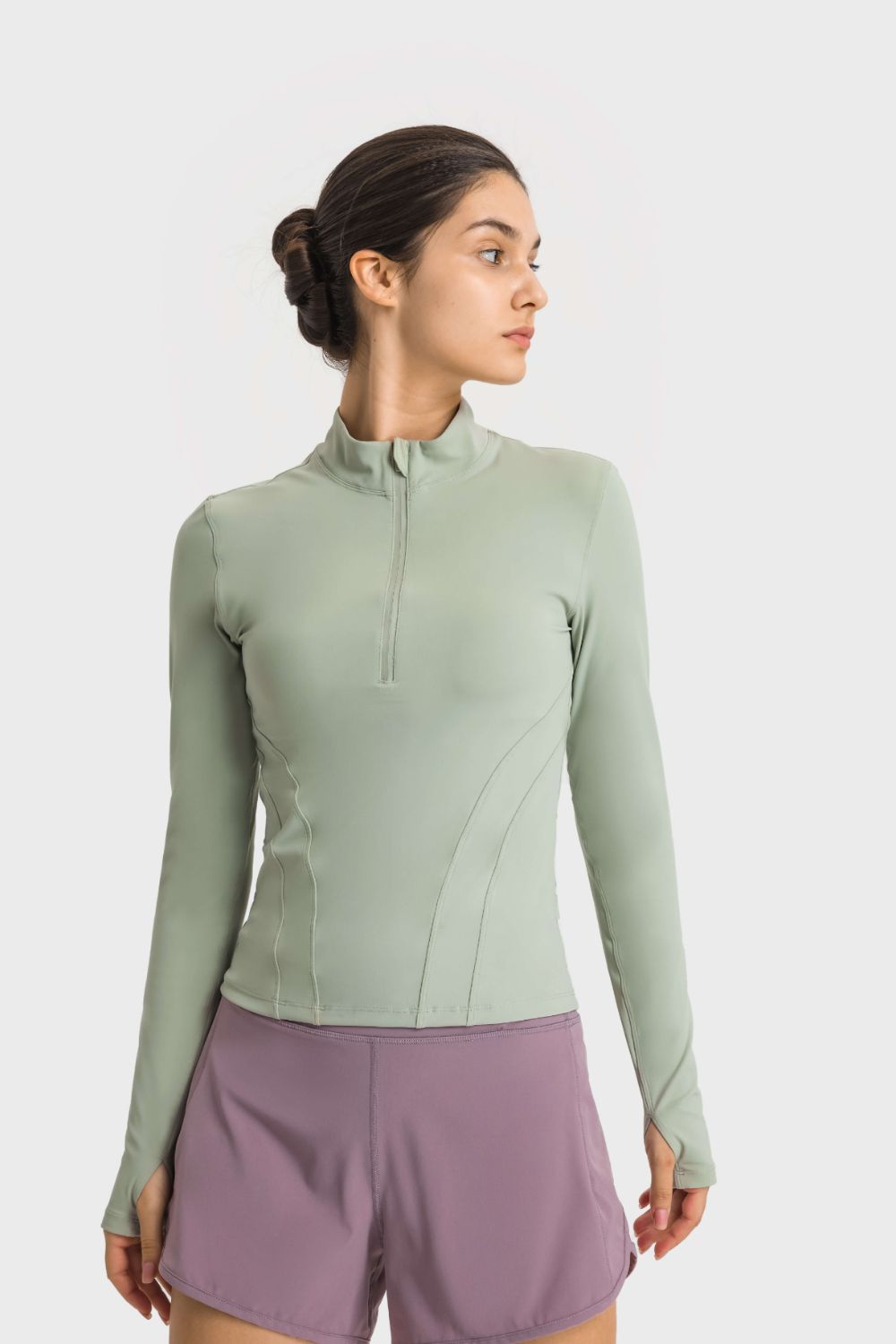 Half Zip Thumbhole Sleeve Sports Top - Millennia